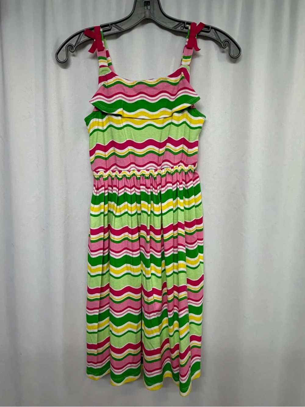 Gymboree Girls 12 Pink White Striped Sleeveless Sundress Tiered Cotton Dress